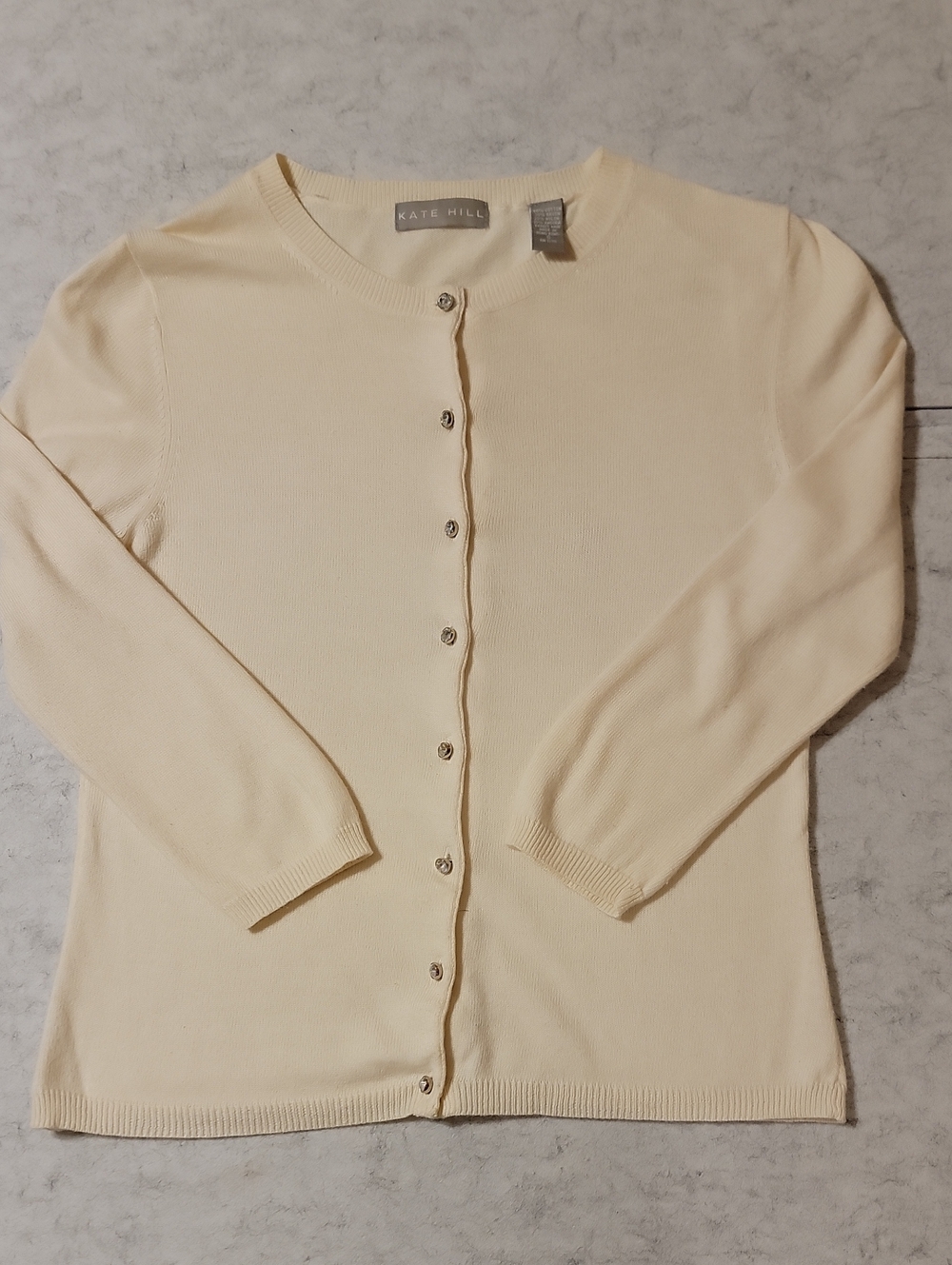 Vintage 90s Y2K Kate Hill Angora Blend Rhinestone Cardigan Cream S